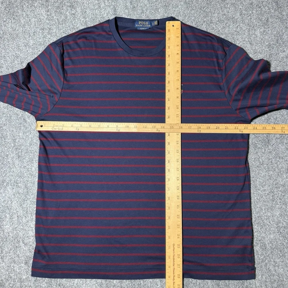 Polo Ralph Lauren Classic Fit Striped Long Sleeve T-Shirt Navy Red Men Large